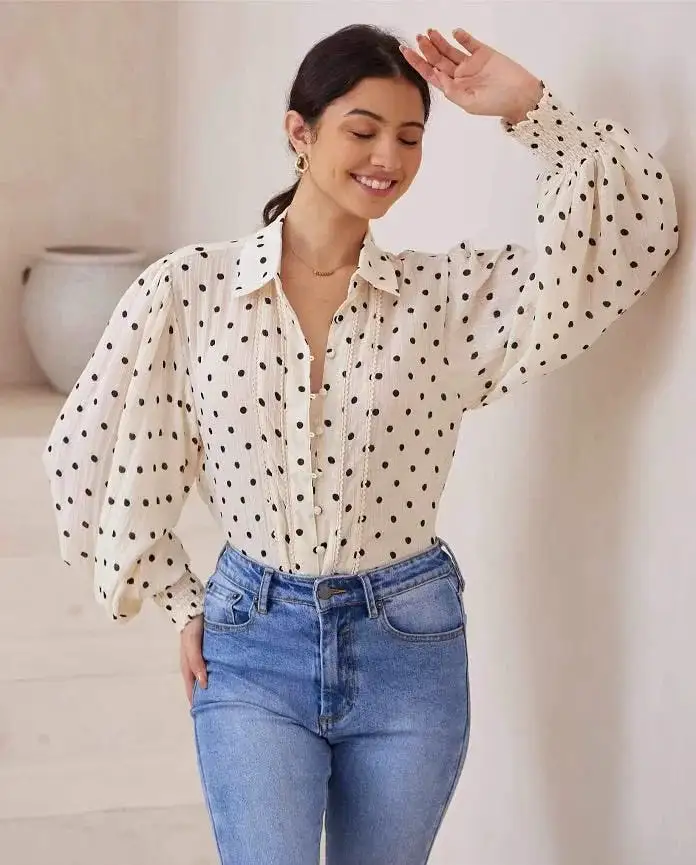 Maya Bohemian Blouse - Polka Dot