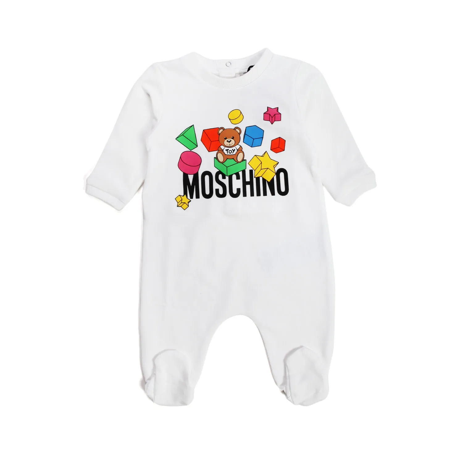 Moschino White Newborn Romper With Print