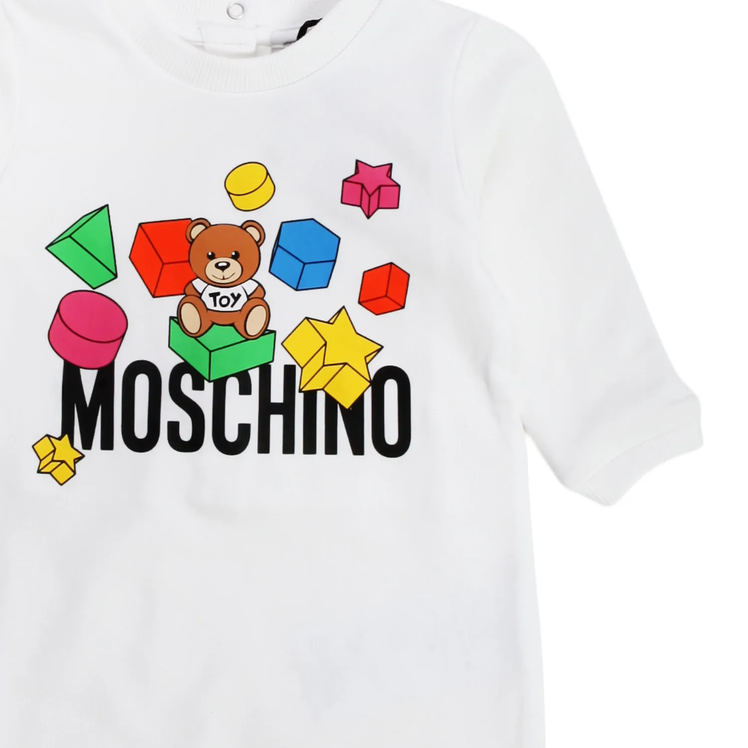 Moschino White Newborn Romper With Print