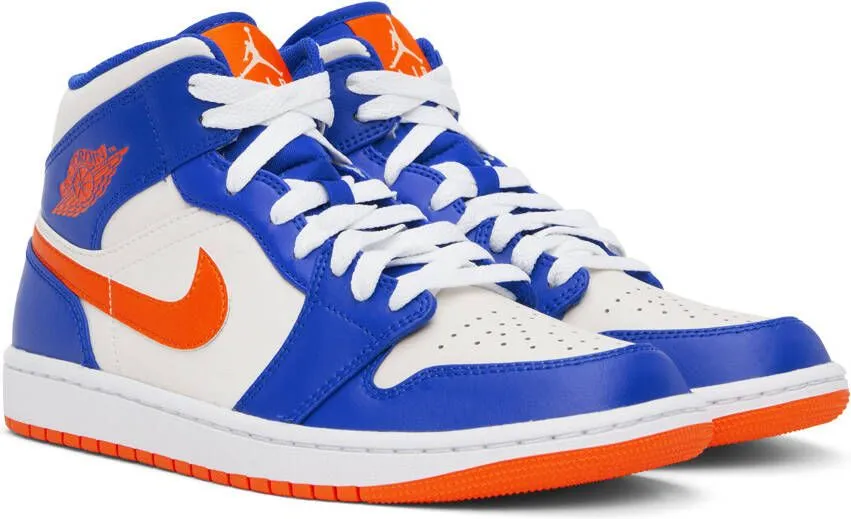 Nike Jordan Blue & White Air Jordan 1 Mid Sneakers