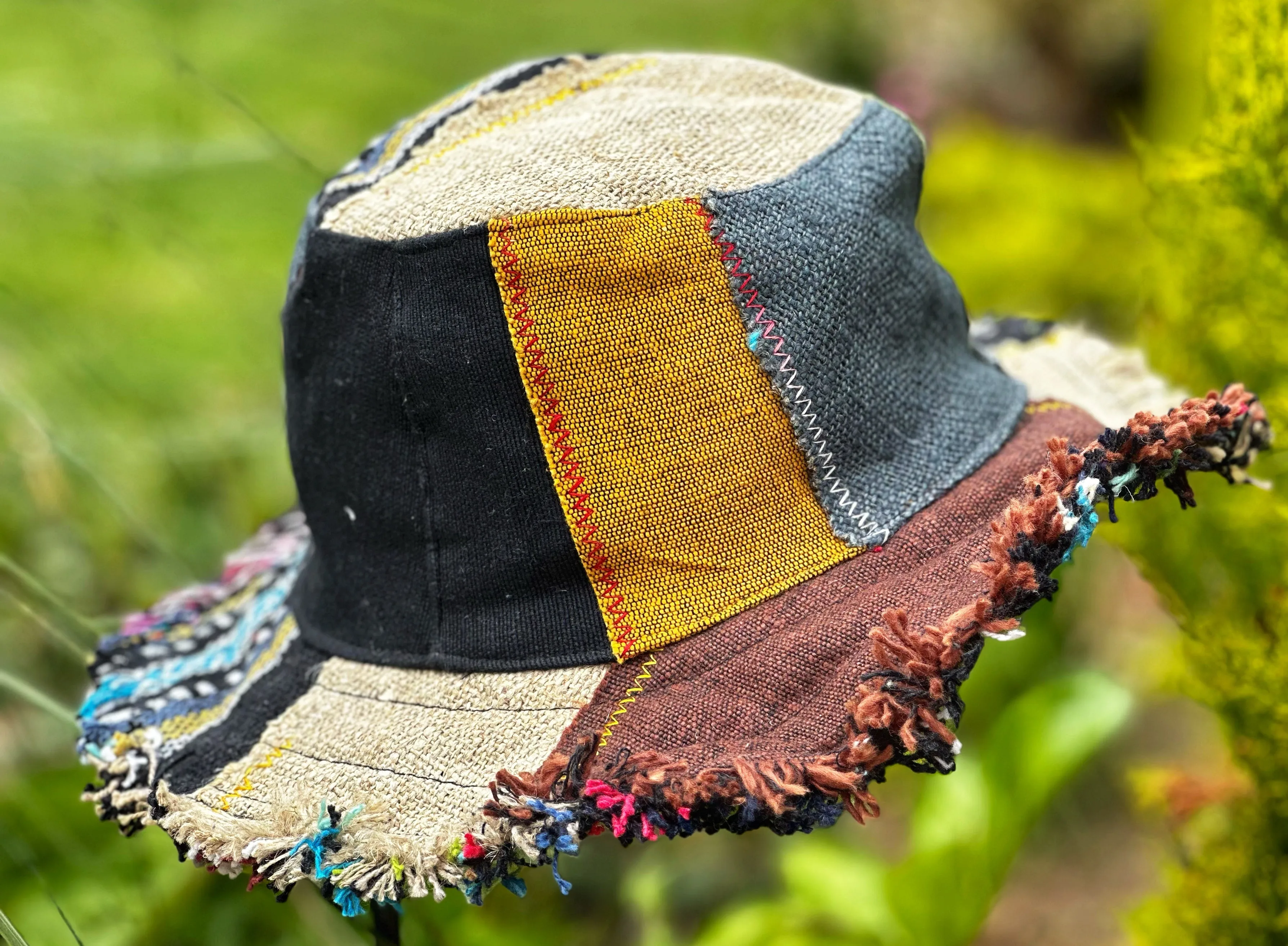 PATCHWORK HIPPIE HEMP HAT SIZE S/M  ( OF132 )