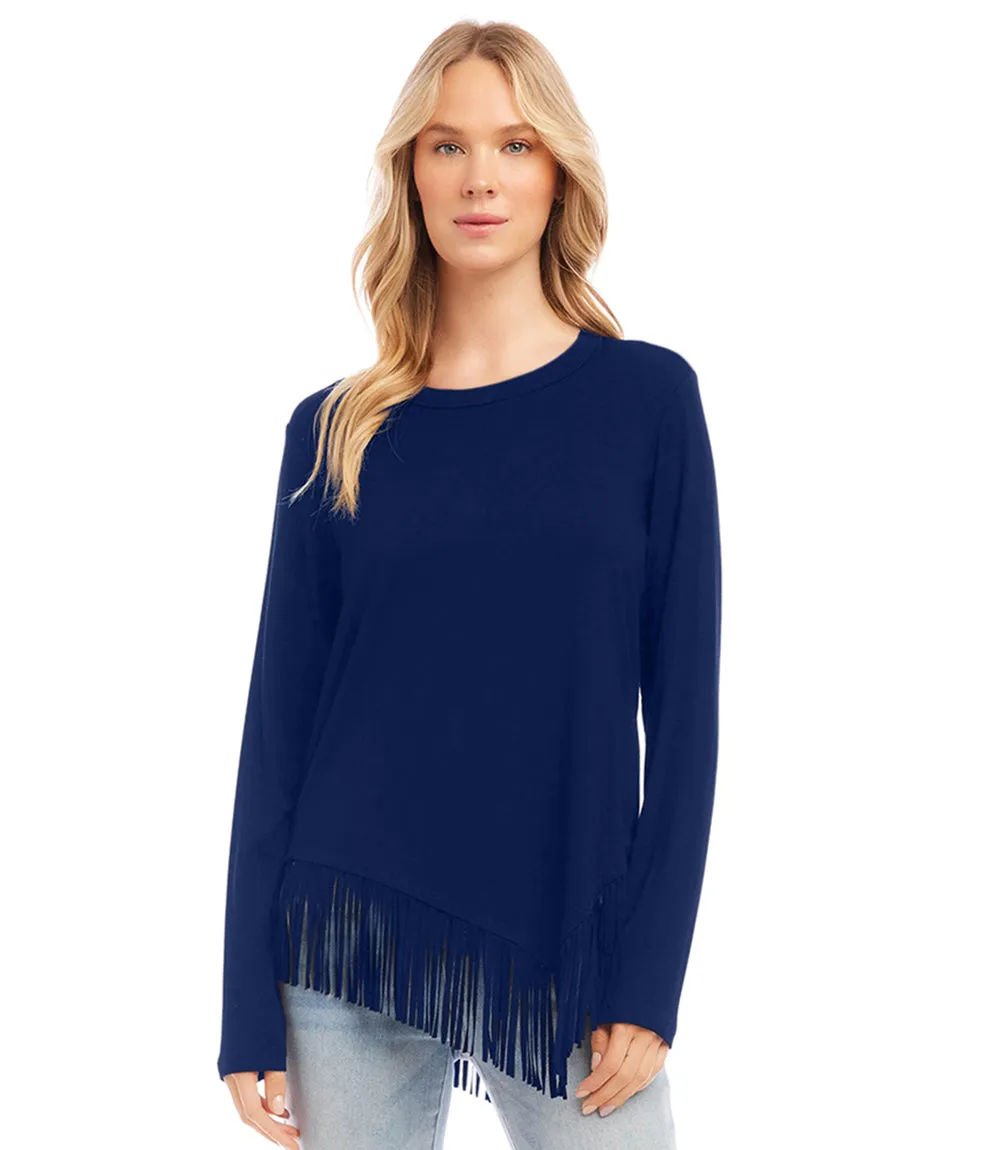 Petite Size Asymmetric Fringe Top