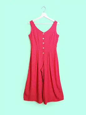 Pink Polka Dots Romper Wide Leg - size XS-S