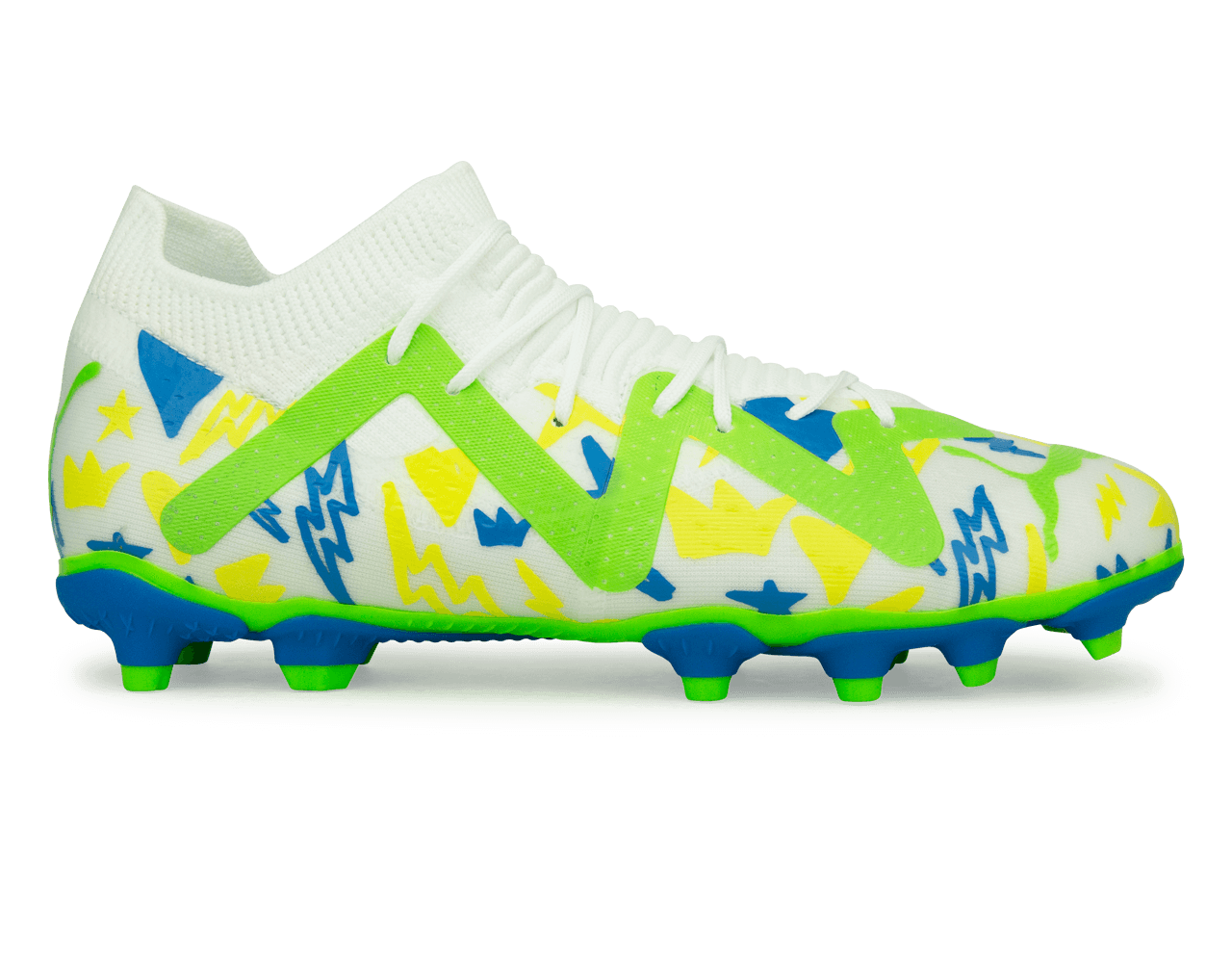 PUMA Kids Future Match x Neymar FG/AG White/Blue/Lemon