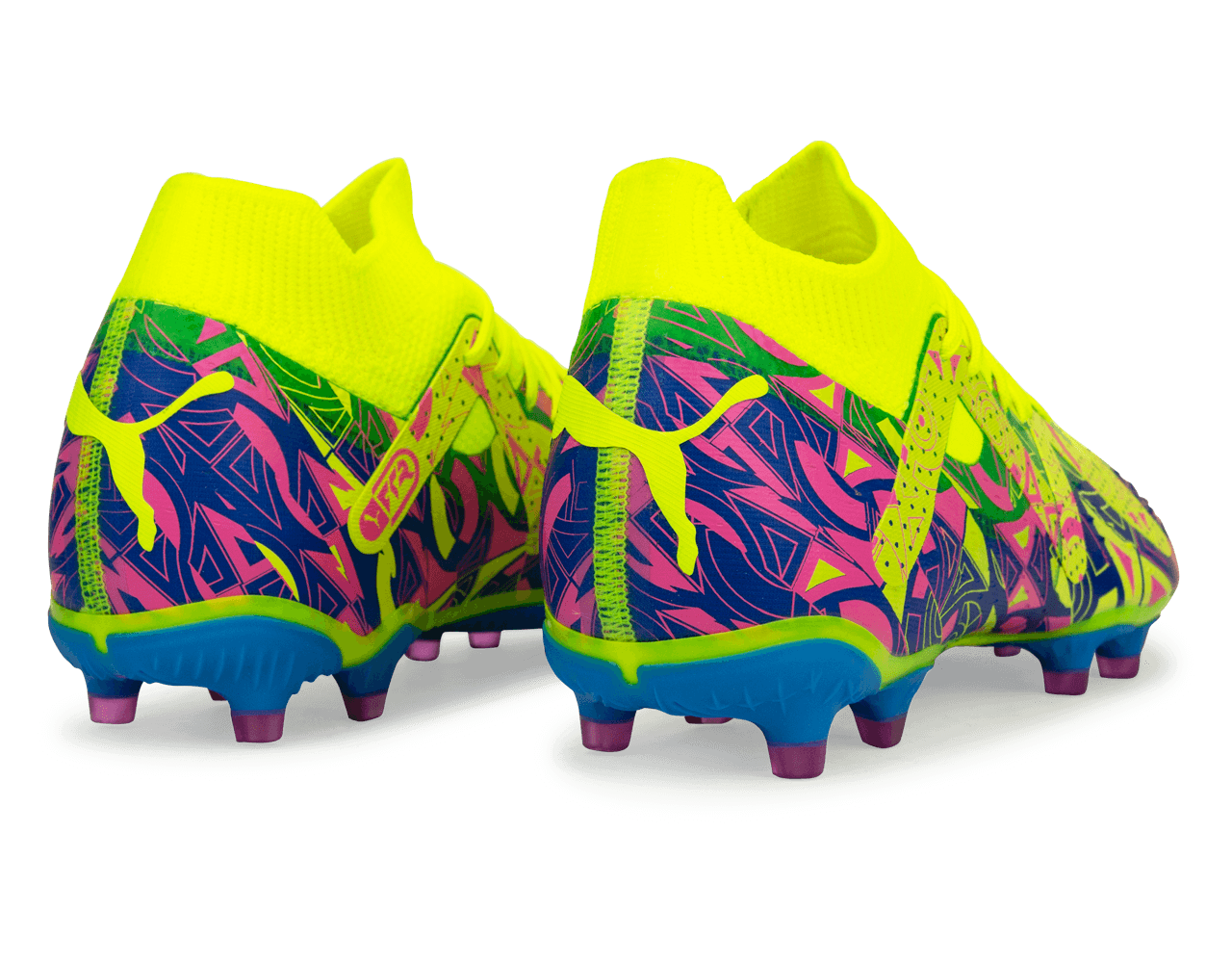 PUMA Men's Future Match Energy FG/AG Yellow/Blue/Pink