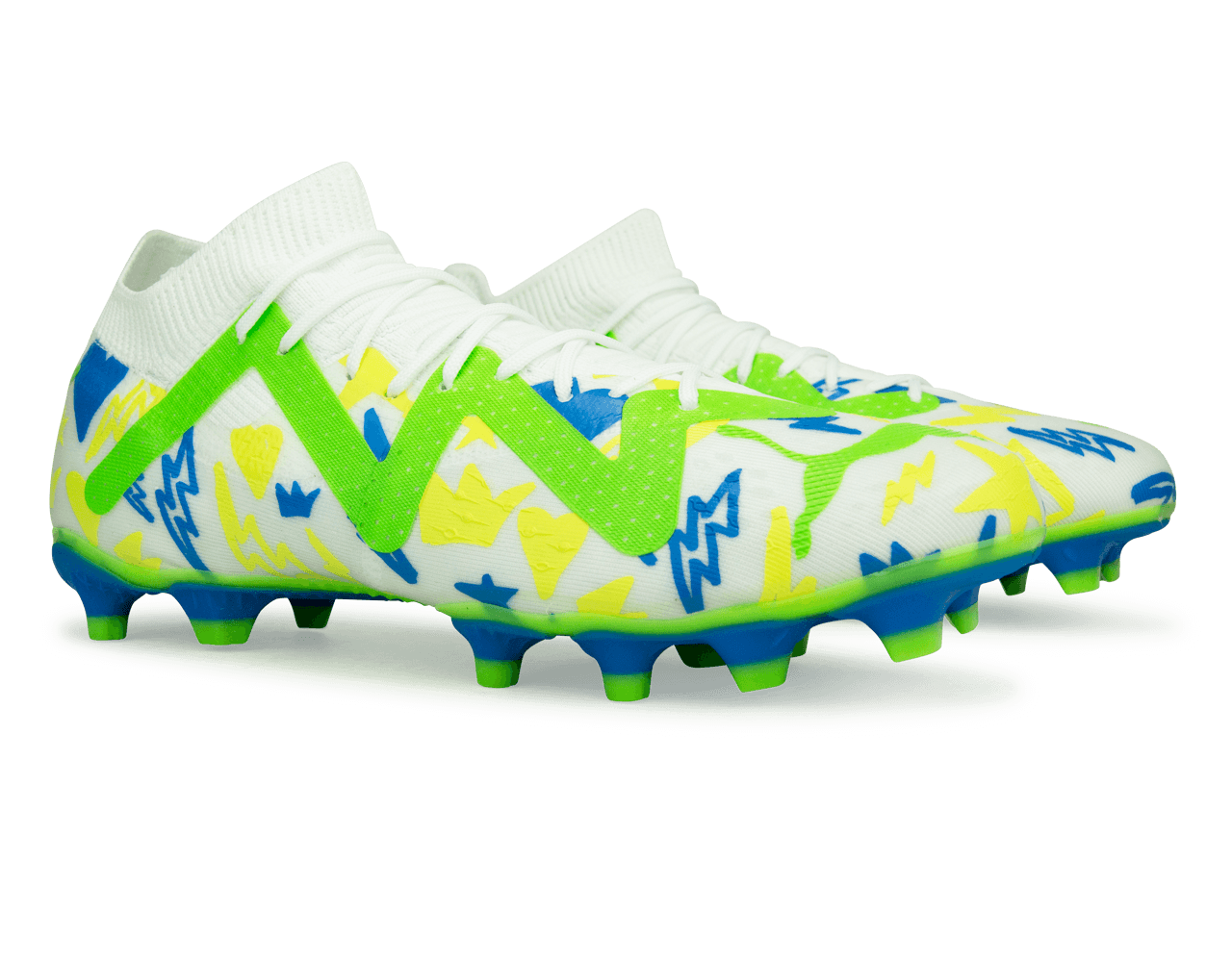 PUMA Men's Future Match x Neymar FG/AG White/Blue/Lemon