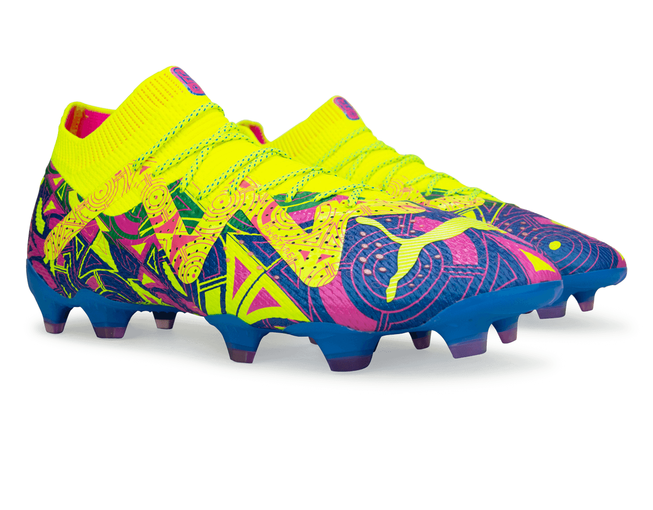 PUMA Men's Future Ultimate Energy FG/AG Blue/Yellow/Pink