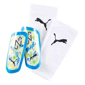 PUMA Neymar Ultra Flex Sleeve Shin Guards White/Blue/Lemon