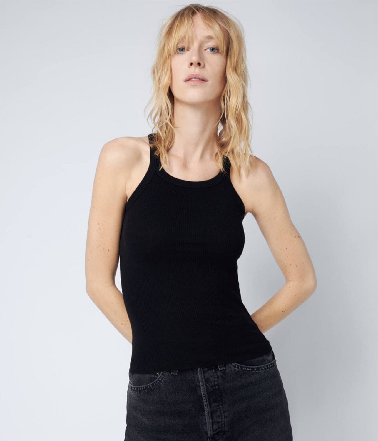 RIBBED TANK- BLACK