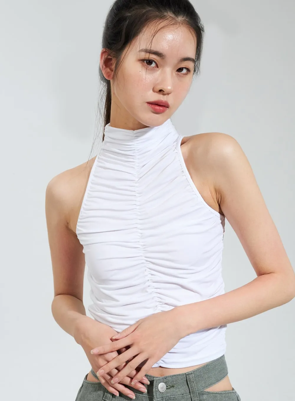 Ruched Sleeveless Top IY318