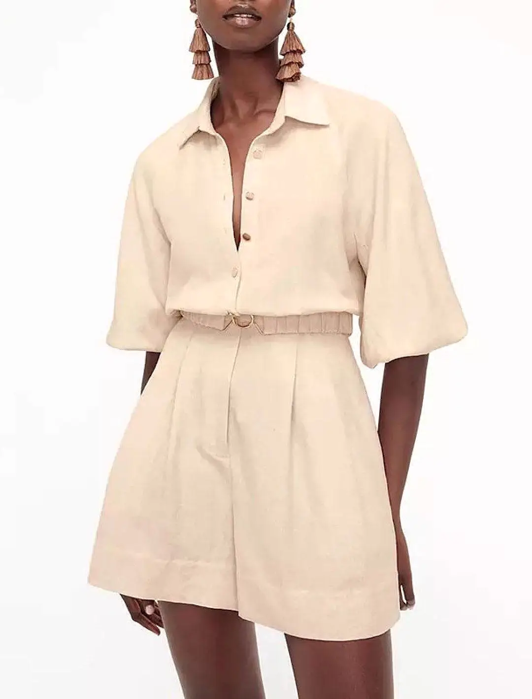 Safari Style Belted Romper