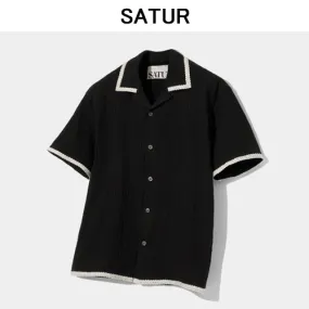 SATUR  |Unisex Street Style Short Sleeves Logo Shirts & Blouses