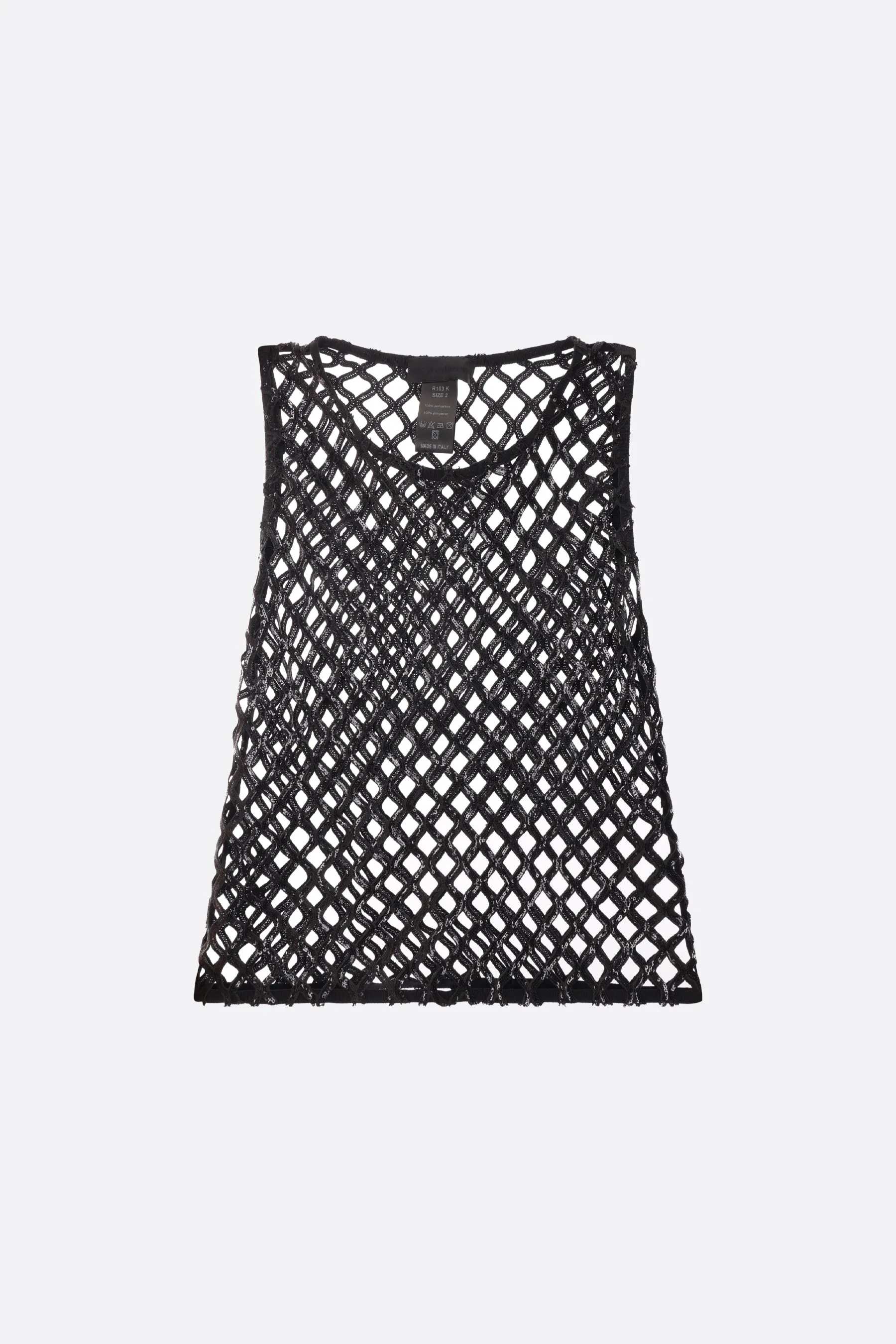 sequinned net sleeveless top