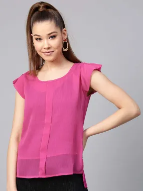 Sleeveless Box Pleat Solid Blouse