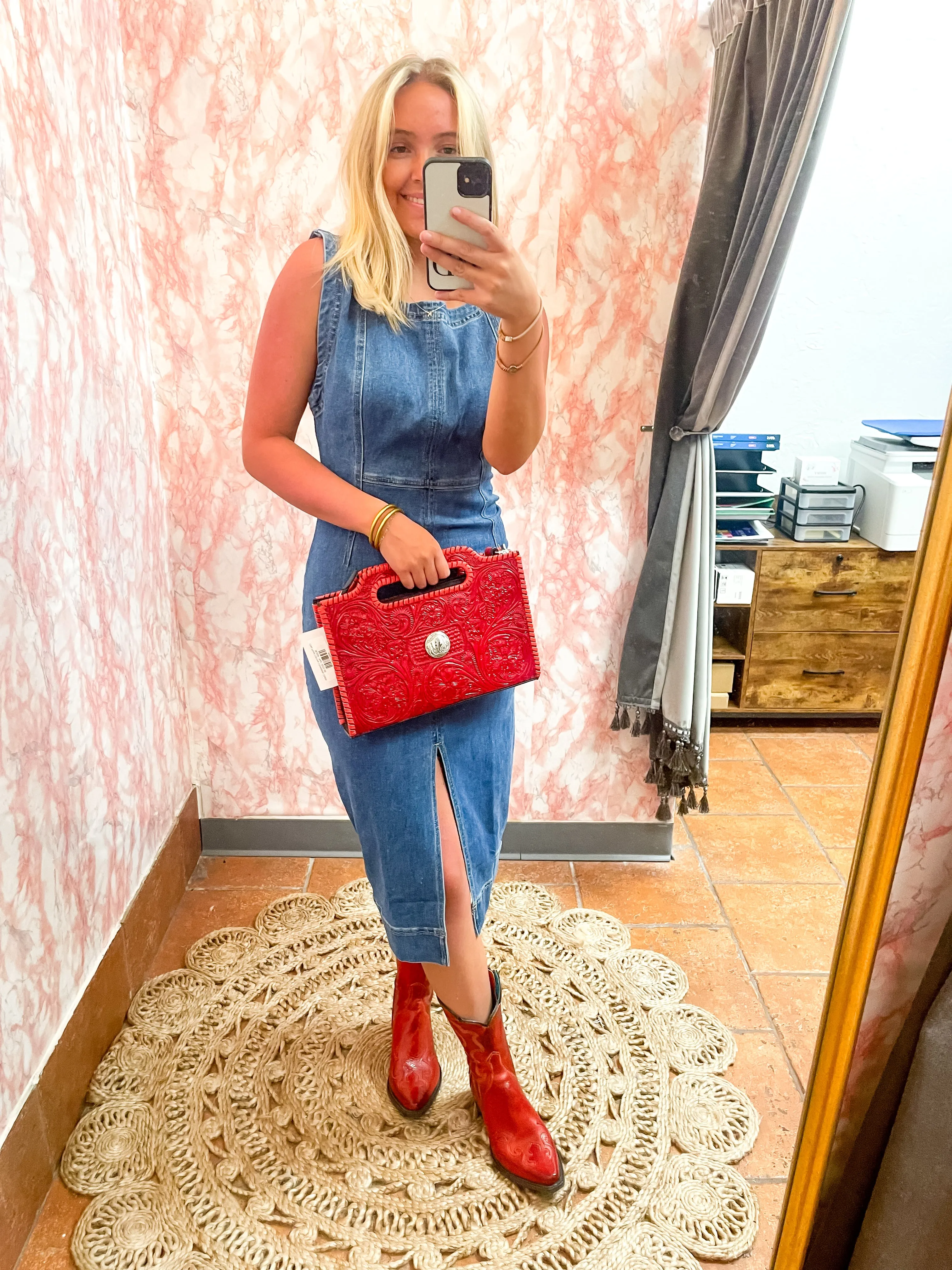 Sleeveless Denim Midi Dress