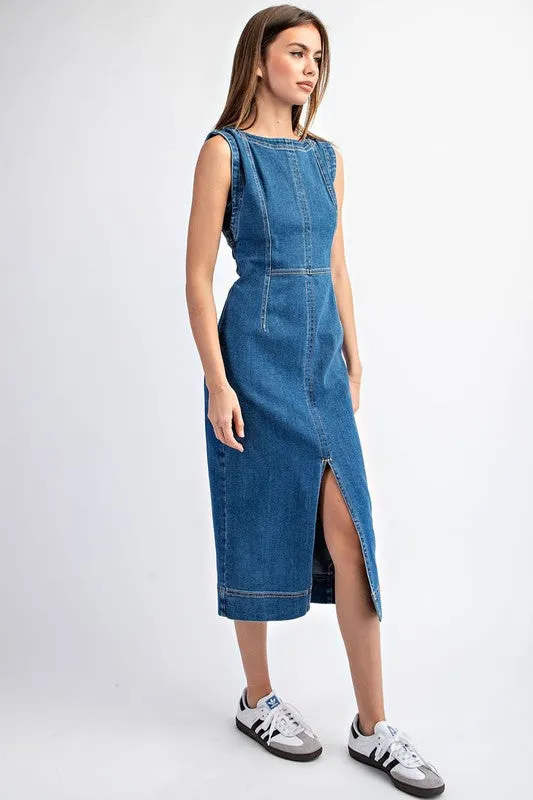 Sleeveless Denim Midi Dress