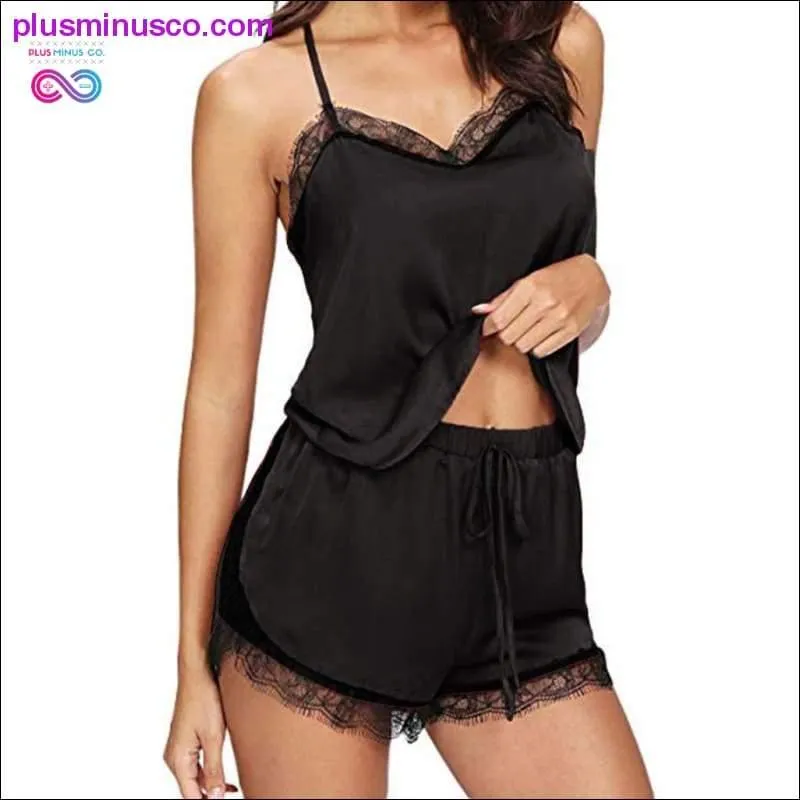 Sleeveless Strap Lace Trim Satin Cami Top Nightwear Femme