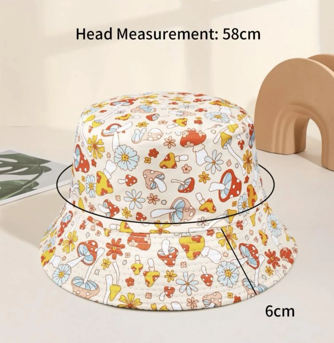 STRT Mushroom Colorful Print Reversible Bucket Hat