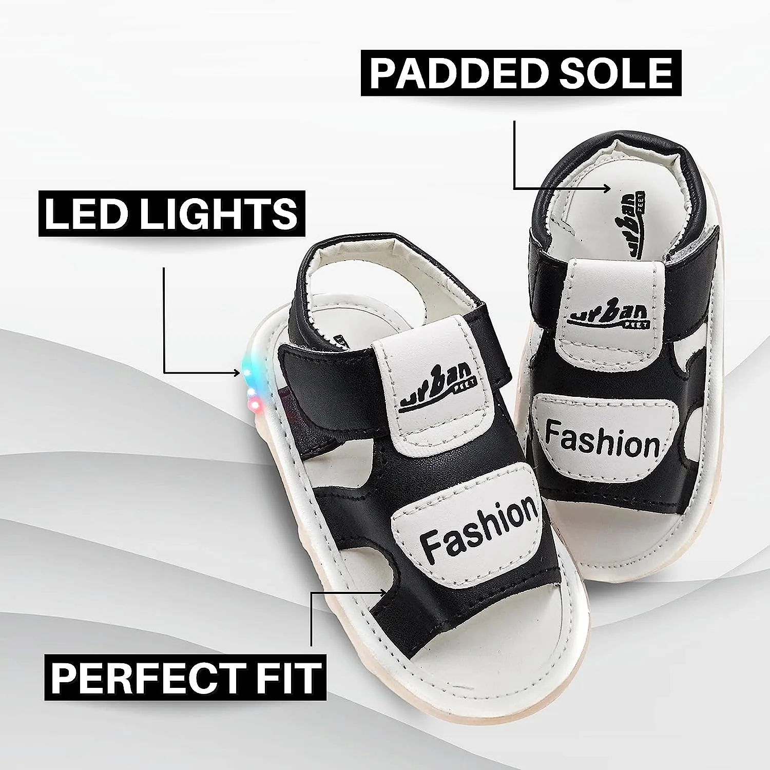 Stylish LED Light Floaters Sandals | Black & White