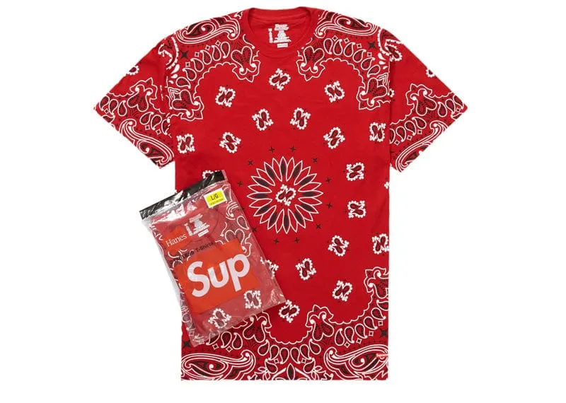 Supreme Hanes Bandana Tagless Tees (2 Pack) Red