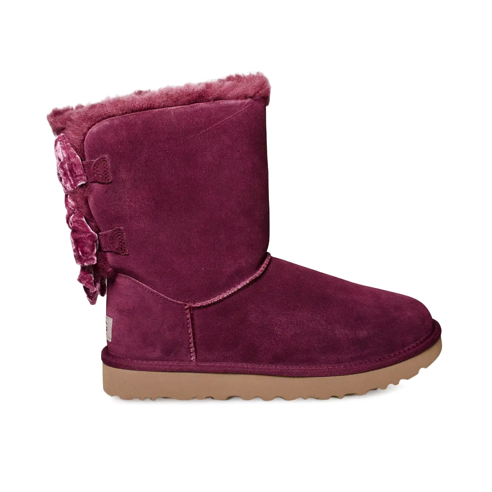 UGG Bailey Bow Crushed Velvet Wine Grape Boots - Women's