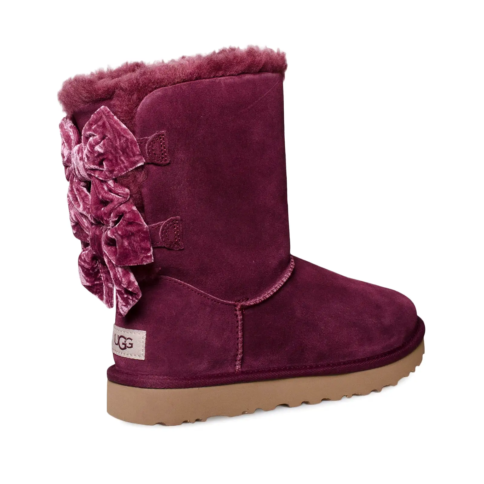 UGG Bailey Bow Crushed Velvet Wine Grape Boots - Women's