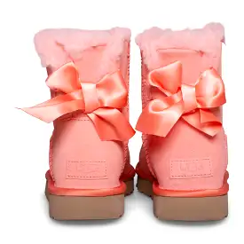 UGG Mini Bailey Bow Satin Crabshell Pink Boots - Women's