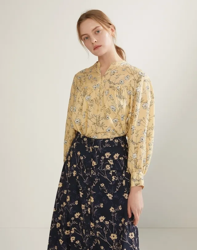 vanessabruno  |Flower Patterns Cropped Elegant Style Shirts & Blouses