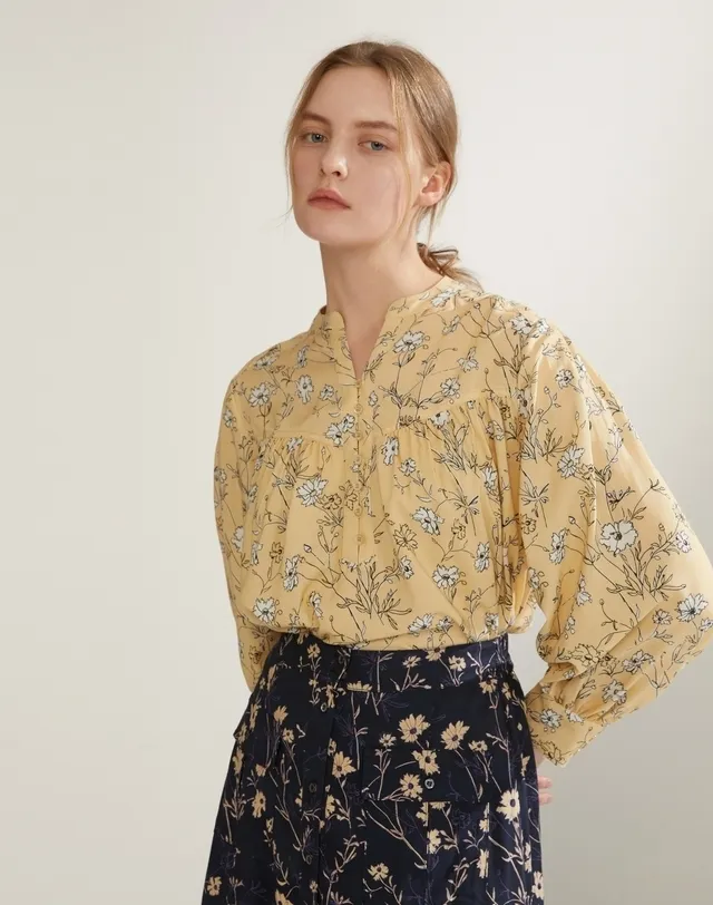 vanessabruno  |Flower Patterns Cropped Elegant Style Shirts & Blouses