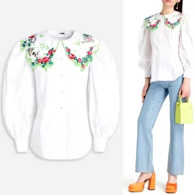 VIVETTA  |Flower Patterns Cotton Shirts & Blouses