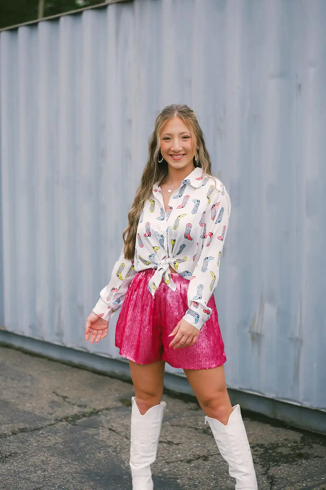 White Cowgirl Satin Blouse