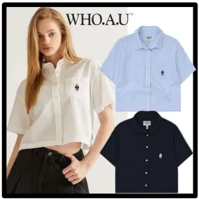 WHO.A.U  |Casual Style Street Style Logo Shirts & Blouses