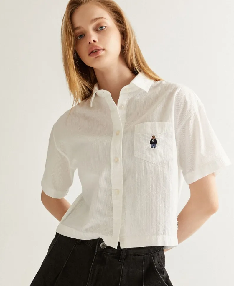 WHO.A.U  |Casual Style Street Style Logo Shirts & Blouses