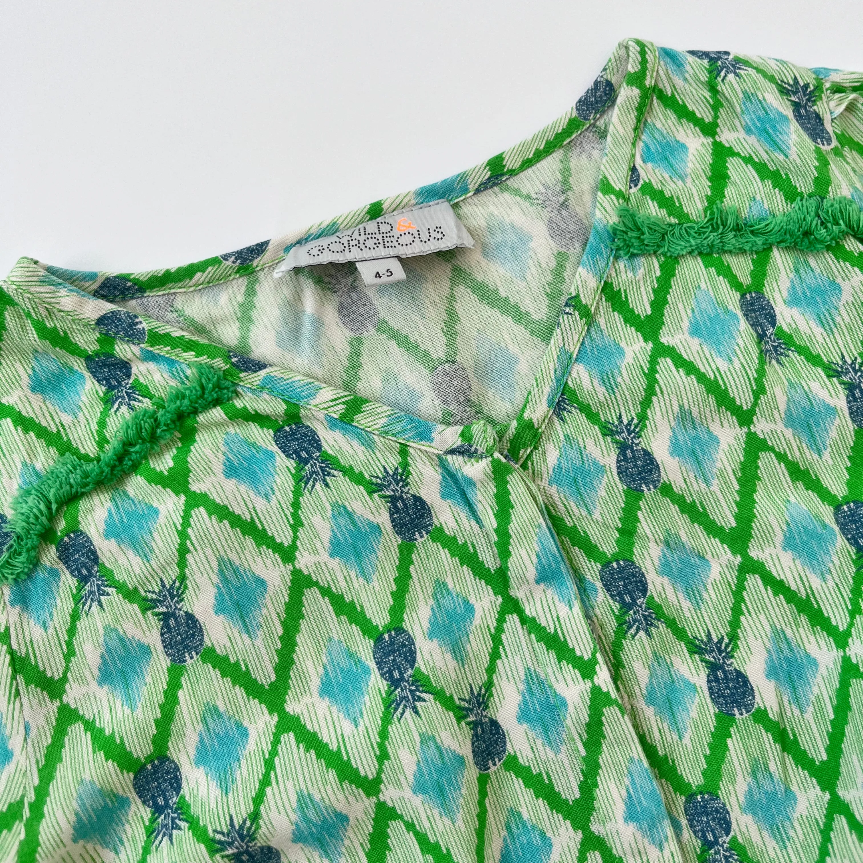 Wild & Gorgeous Green Ikat Romper: 4-5 Years