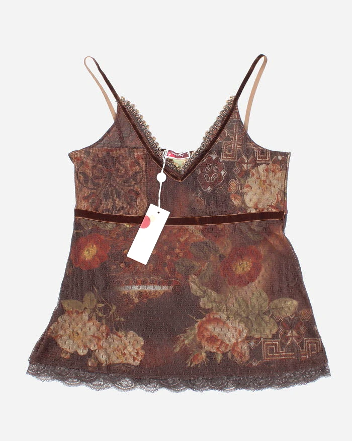 Y2K 00s Darling Brown Sequined Cami - M