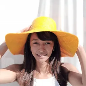 Yellow Raffia Straw Hat | Flat Brim