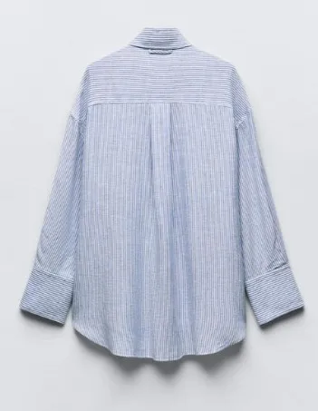 ZARA  |Stripes Casual Style Linen Long Sleeves Shirts & Blouses